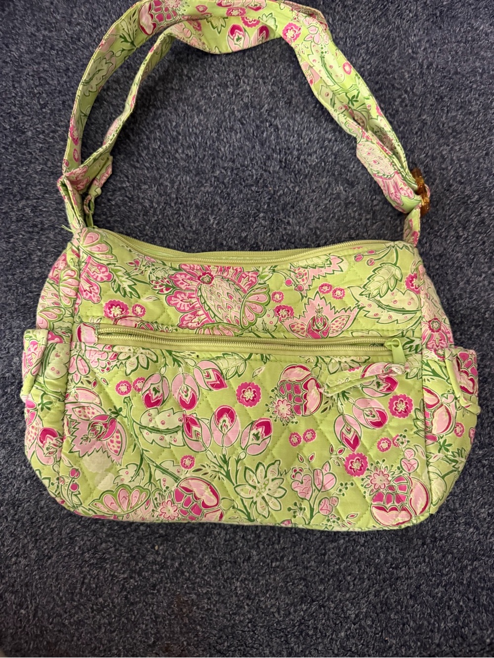 Vera Bradley Quilted shoulder bag in light green and pink